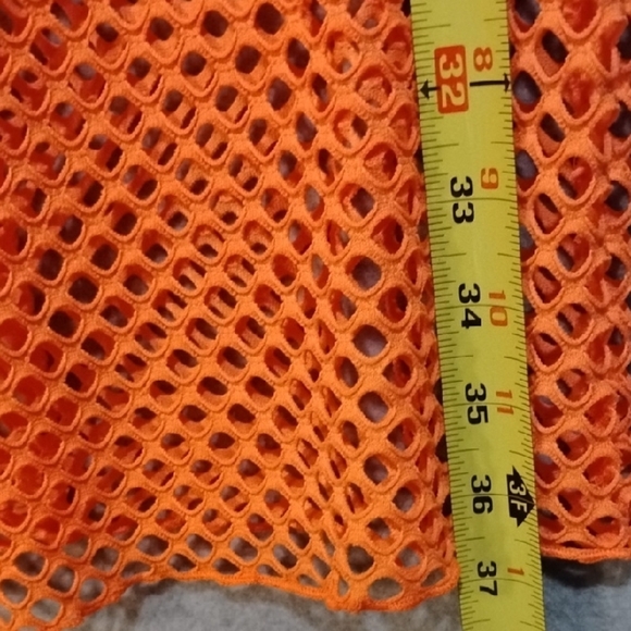 Orange Mesh Long Sleeve Dress - Picture 4 of 5